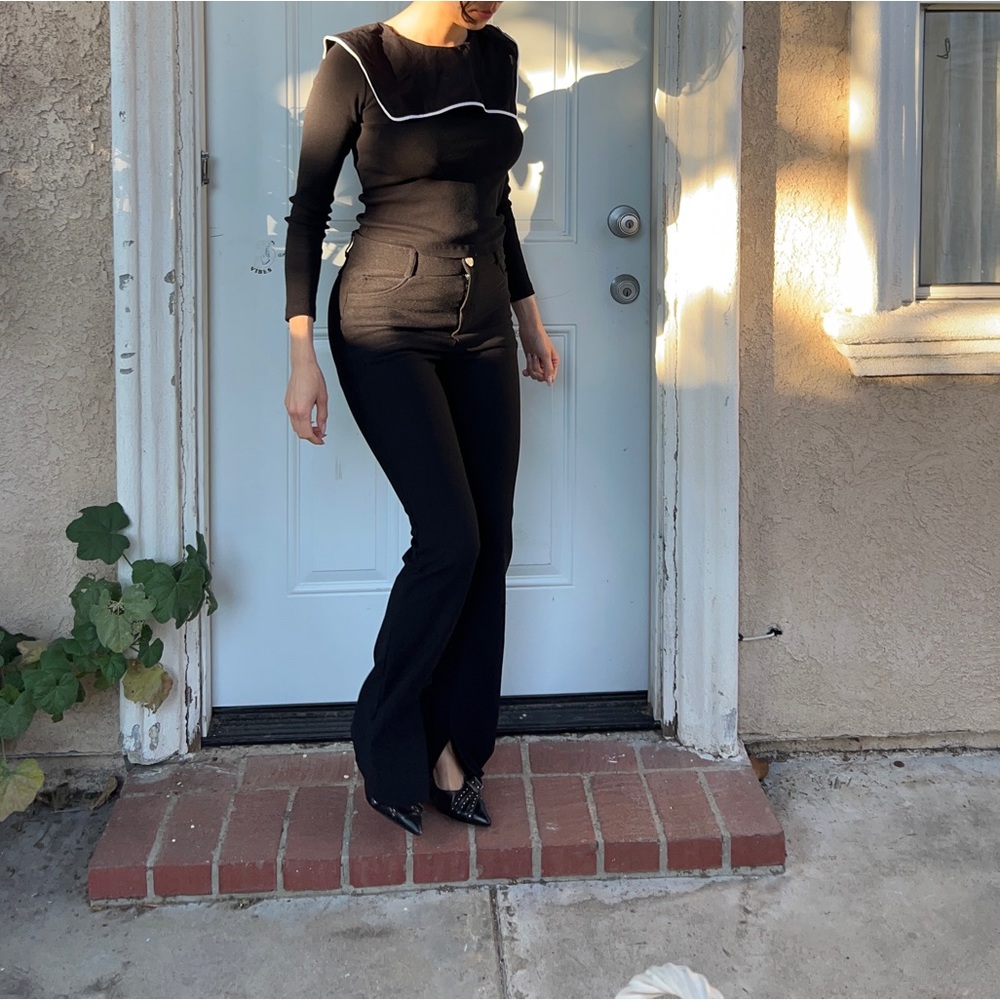 Black Zara leggings with faux pockets
